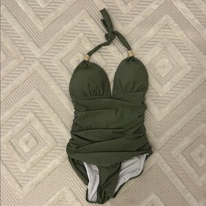 Olive Green One Piece Swimsuit